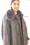 Fur coat jacket nappa lamb with mink brown collar
