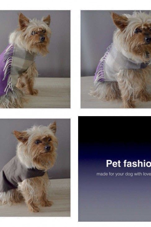 LUXURY dog coat fabric / leather / mink with fringe