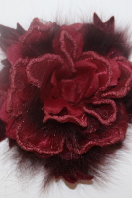 Fur brooch red rose to infect luxury fur fashion