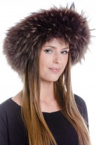 Finnraccoon headband fur fur fur band headband - brown