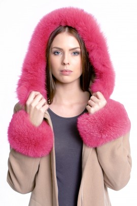 Fur hood Fuchs including attaching Service in pink