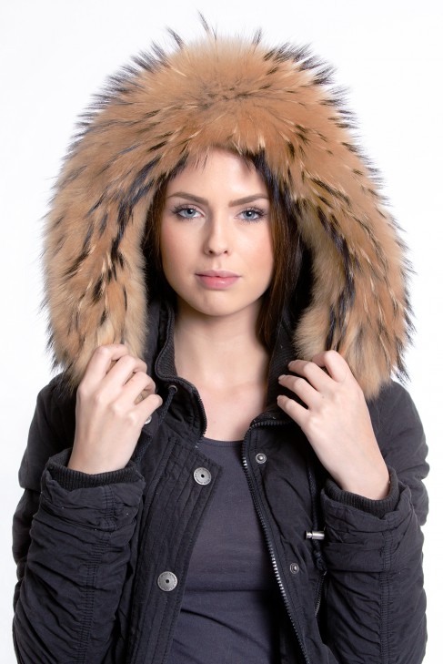 Fur Hood XXL Gold Medium Brown fur hood attaching Service