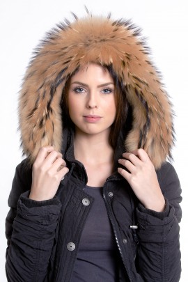 Fur Hood XXL Gold Medium Brown fur hood attaching Service