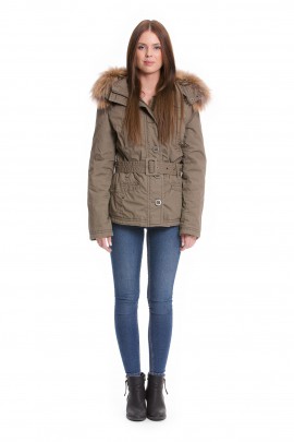 Parka jacket with fur hood fabric jacket with fur hood