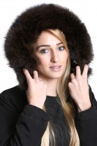Brown fur hood fur collar Premium incl. Attaching Service