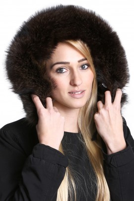 Premium Fur Hood tailored fur collar dark brown