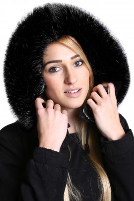 Fur Hooded Premium black beautiful fur hood-to-measure