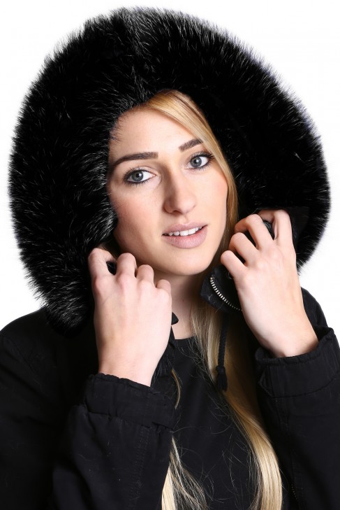 Black Premium fur hood in XL or XXL attaching Service