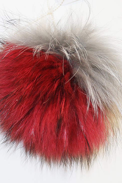 Combined fox fur bobble Finnraccon * Carnival * Colorful