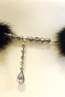 Fur mink tails necklace Rhinestone Decoration