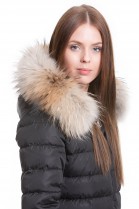 Fur hood beige golden brown tone genuine fur hood