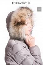 Fellkapuze Fur Hoodie Fell Style Parka Pelz Streifen Premium