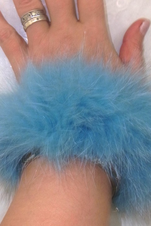 Mink Fur scrunchy also Blaufuchs Turquoise Bracelet