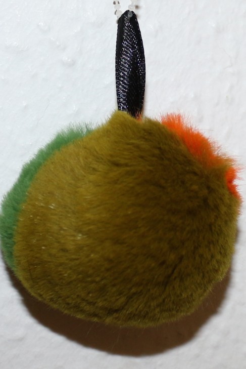 Plucked mink fur bobble Tricolor Moss Green Orange Green