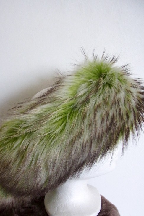 Fur Headband Finnraccooon apple green dark Granen