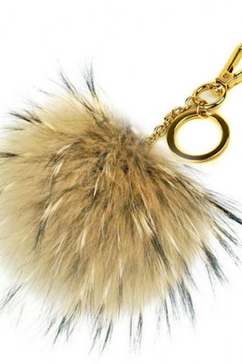 Premium fox fur Bommel Keychain Light Brown Fox