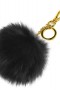 Premium fox fur Bommel Keychains Black Fox