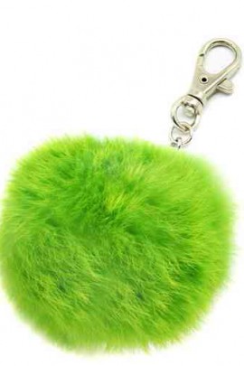 Premium Mini Fell Bommel Keychains Green Kanin