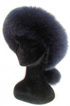 Blue fox fur strip fur headband Headband - Midnight Blue