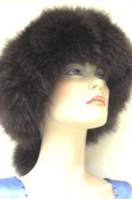 Blue fox fur strip fur headband Headband - Dark Brown