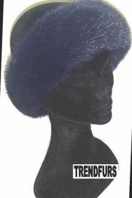 Mink fur headband band fur headband - Dark Blue