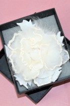 Fell Brosche weiße Rose zum anstecken Luxus Pelz Fashion