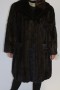 Fur coat jacket mink dark brown with outer pockets