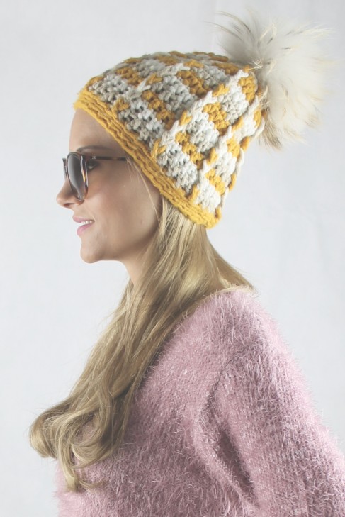 NEW wool hat real fur - Finraccoon Bommel