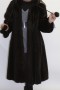 Fur coat mink brown with pompom
