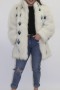 Web fur jacket white blue