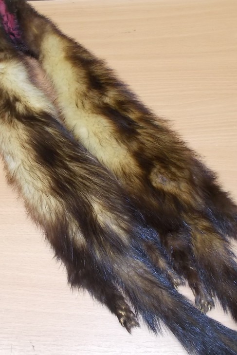 Fur fur polecat scarf brown beige