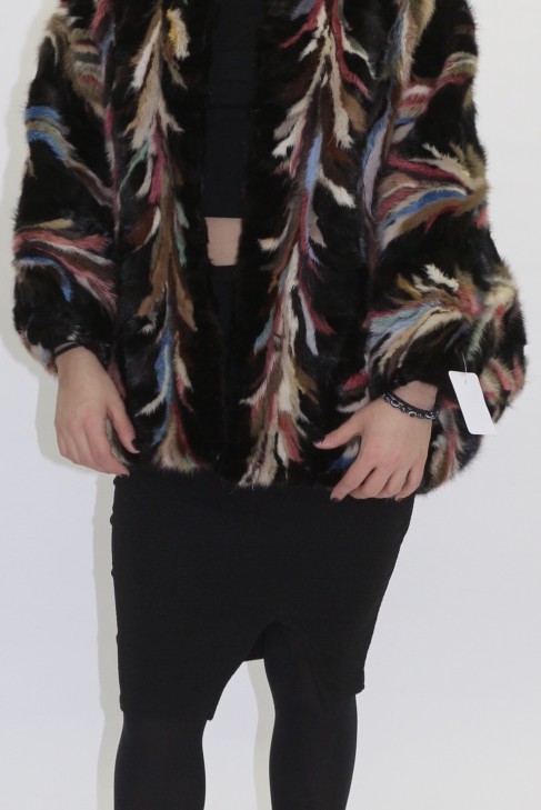 Fur fur jacket mink multicolored colorful