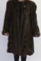 Fur coat mink olive green with leather decor