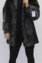 Fur jacket Swakara gray with hood Fox edge black