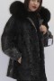 Fur jacket Swakara gray with hood Fox edge black