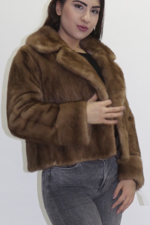 Fur fur jacket mink pastel short
