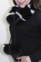 Fur fur scarf blue fox roll black and white with pompom