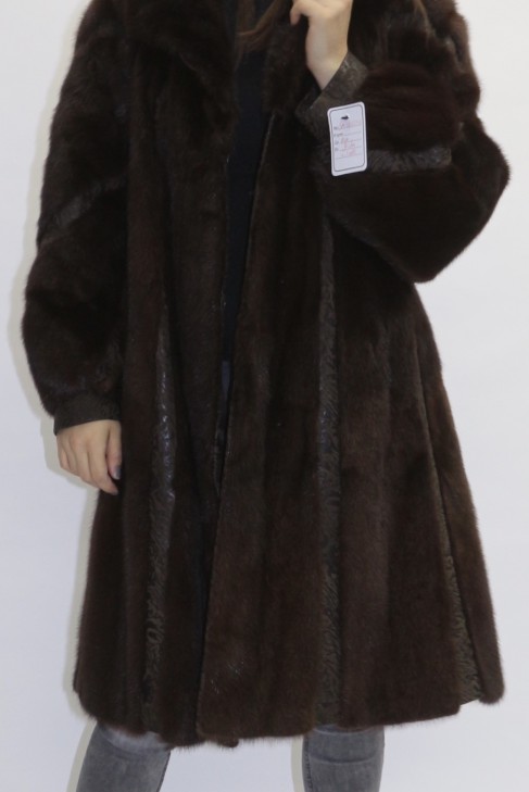 Fur - fur jacket mink brown with leather