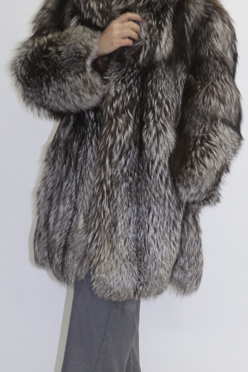 Fur jacket silver fox nature