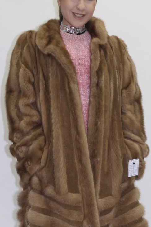 Fur .. Fur jacket mink pastel with leather