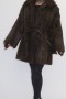 Fur fur jacket Nutria brown with leather belt