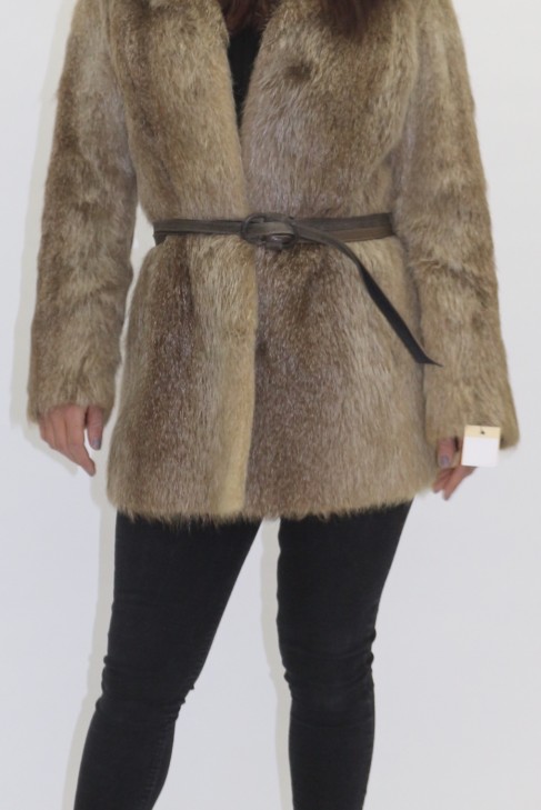 Fur fur jacket Nutria with blue fox collar
