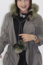 Fur - fur roll blue fox green black with pompom
