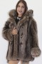 Fur coat raccoon nature with hood