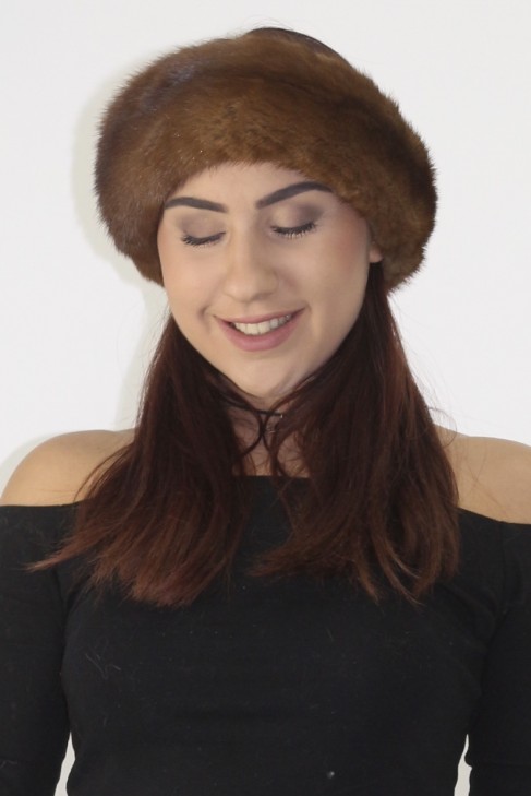 Fur-fur hat cap cap mink brown
