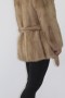 Fur fur jacket mink pastel with belt