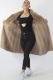 Fur fur lining mink beige with sable trim and fabric