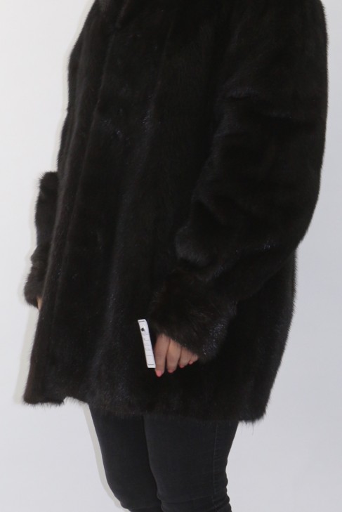 Fur fur mink jacket deep brown