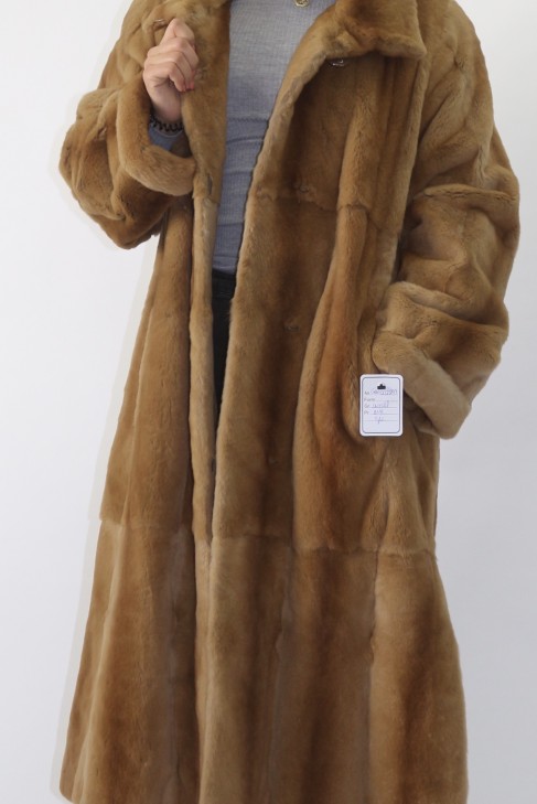 Fur coat plucked weasel camel brown