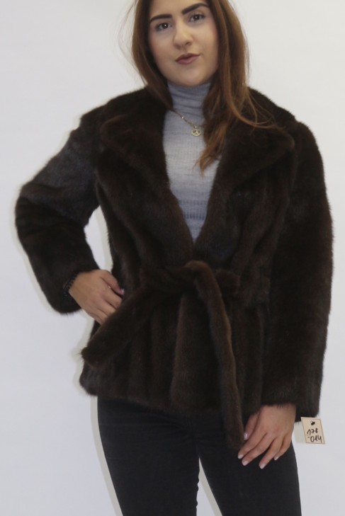 Fur-fur jacket mink brown-with belt